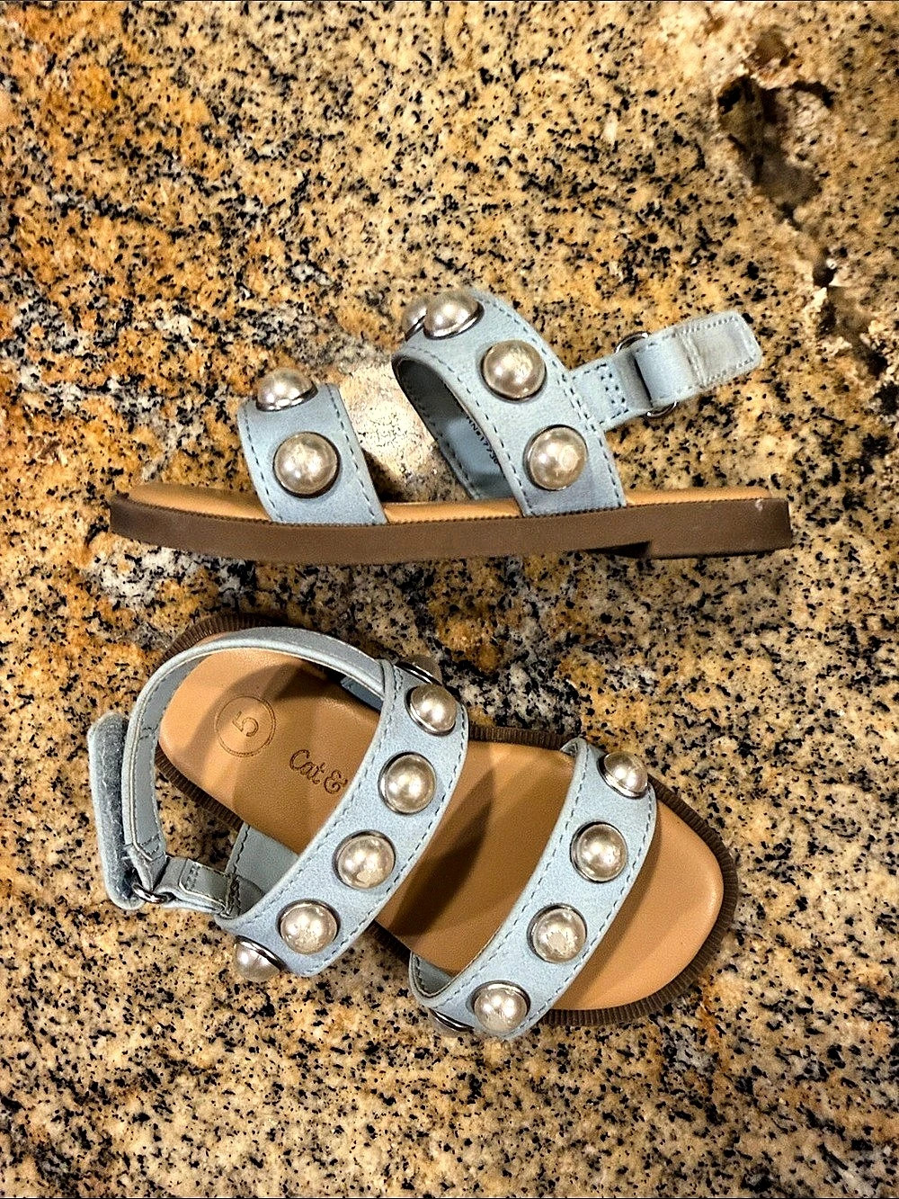 Cat & Jack Girls Studded Sandals Blue & Brown Size 5